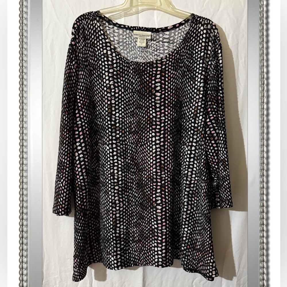 Rebecca Malone Black and Multi Patterned Top